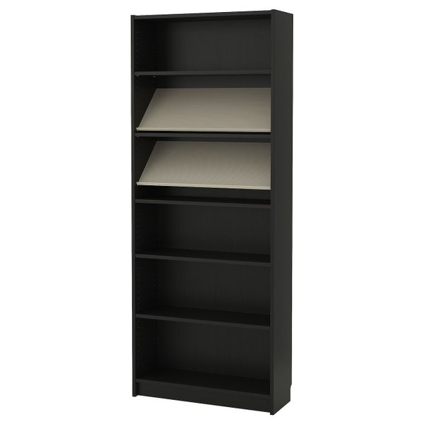 Стеллаж с наклонной полкой, черно-коричневый/бежевый 80x28x202 см IKEA БИЛЛИ / БОТТНА 392.792.23 - фото 1