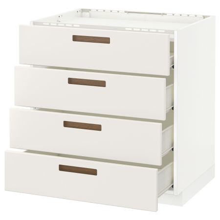 Напольный шкаф, 4 фронтальных панели, 4 ящика МЕТОД / ФОРВАРА, белый, Мэрста белый