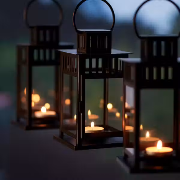 BORRBY Фонарь для греющей свечи - д/дома/улицы чёрный 20 см - фото 2