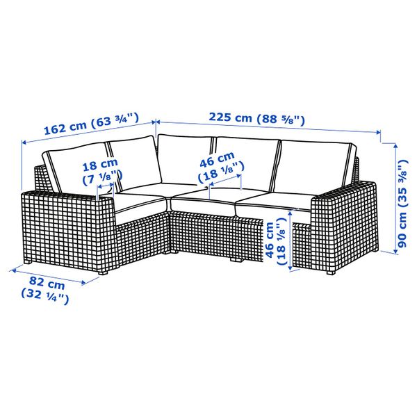 IKEA в интерьере - схема-чертеж с размерами