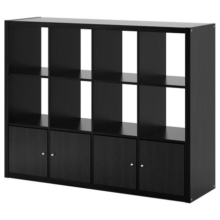 Стеллаж с 4 вставками, черно-коричневый 147x112 см IKEA KALLAX КАЛЛАКС 692.782.55