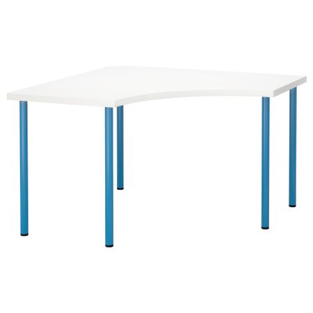 Угловой стол ЛИННМОН / АДИЛЬС, белый, синий (120x120 см)
