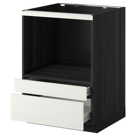 Напольный шкаф для комбинирования СВЧ, ящики МЕТОД / ФОРВАРА, черный, Хэггеби белый (60x60 см)