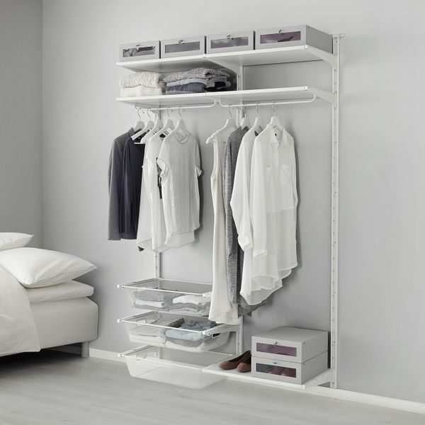 Настенная шина, полки/штанга, белый 132x41x199 см IKEA АЛЬГОТ 592.762.47 - фото 3