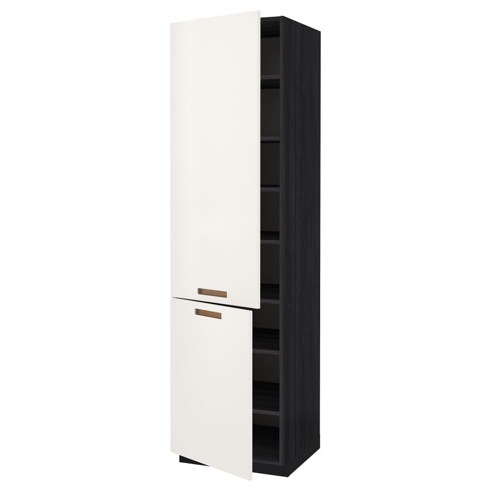 Высокий шкаф с полками, 2 дверцы МЕТОД, черный, Мэрста белый - схема-чертеж с размерами