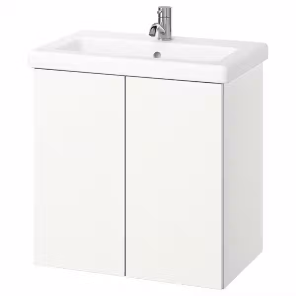 ENHET / TVÄLLEN Шкаф с дверцами/раковина/смеситель - белый 64x43x65 см - фото 1