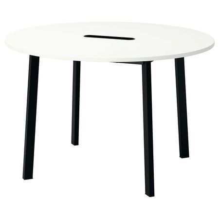 MITTZON Конференц-стол - круглой формы белый/чёрный 120x75 см