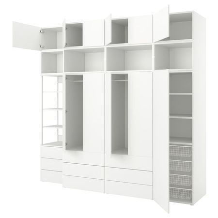 PLATSA Гардероб с 11 дверями/9 ящиками - белый/ФОННЕС белый 280x57x261 см