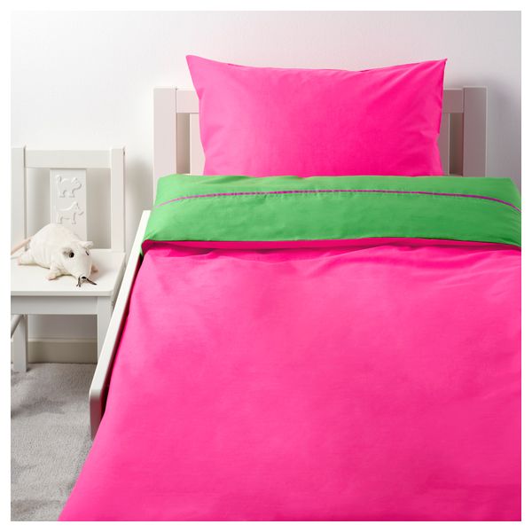 Пододеяльник и 1 наволочка СТИККАТ, розовый, зеленый (150x200/50x70 см) - схема-чертеж с размерами