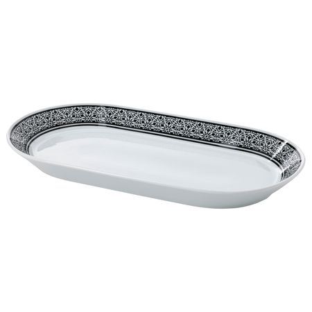 Блюдо, белый, черный 38x21 см IKEA HEMBJUDEN ХЕМБЬЮДЕН 005.120.72