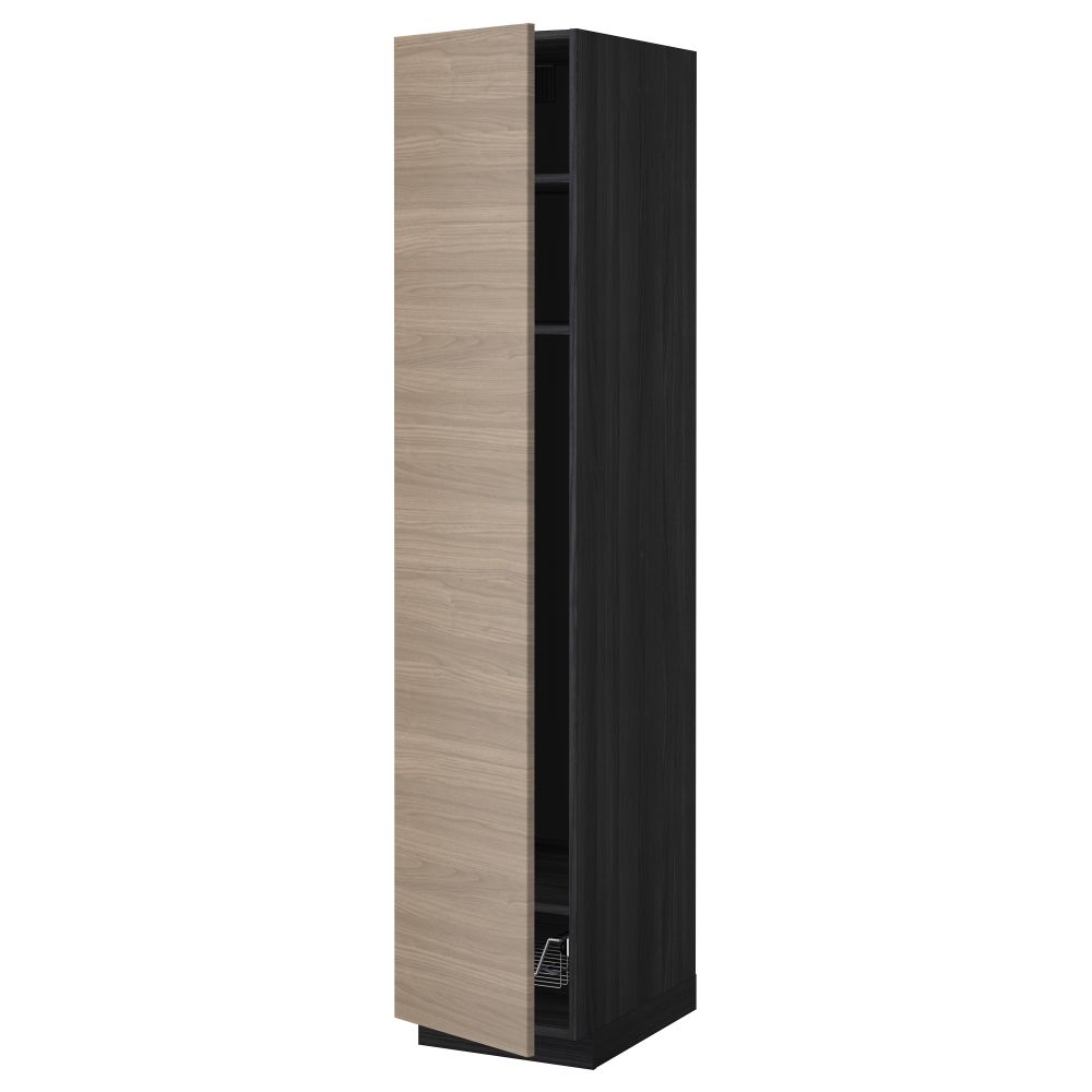 Высокий шкаф с полками, проволочной корзиной МЕТОД, черный, Брокхульт светло-серый - схема-чертеж с размерами