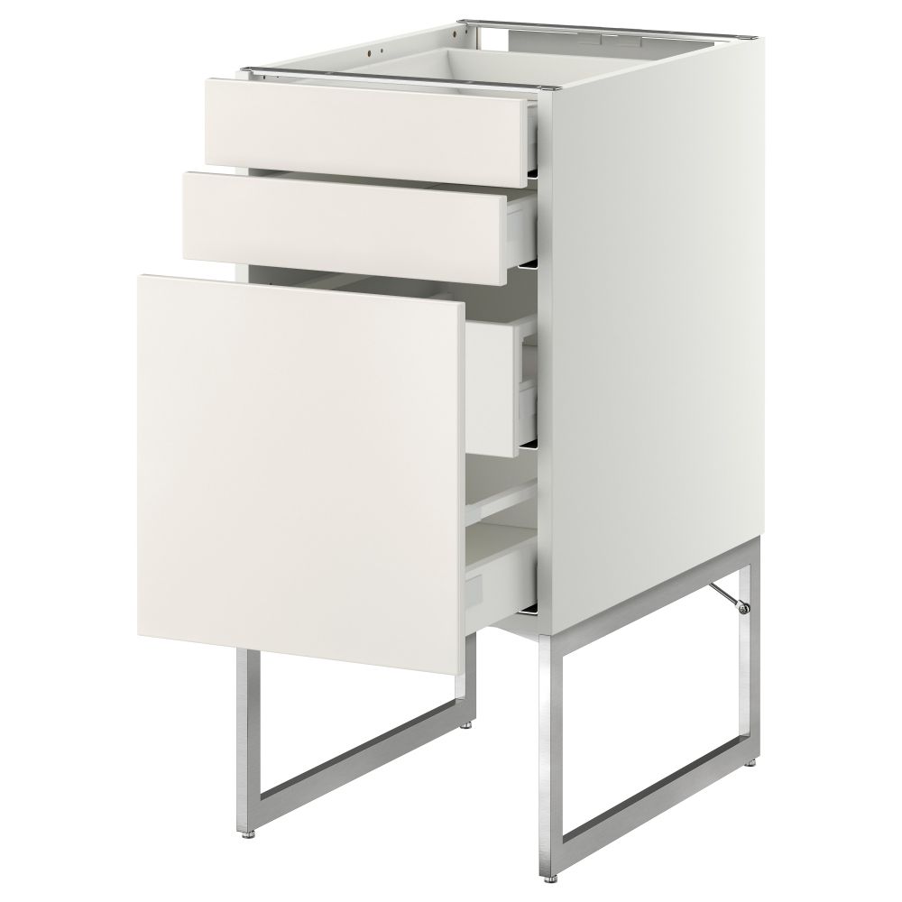 Напольный шкаф 3 фронтальных панели, 2 нижних, 2 средних ящика МЕТОД / МАКСИМЕРА, белый, Веддинге белый - схема-чертеж с размерами