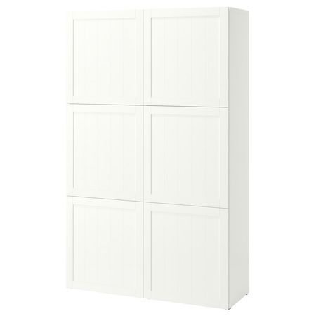 BESTÅ Комбинация для хранения с дверцами - белый/пипмакаре белый 120x42x193 см