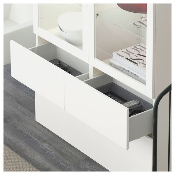 Комбинация для хранения со стеклянными дверцами БЕСТО, Лаппвикен, Синдвик белый прозрачное стекло (120x40x192 см) - схема-чертеж с размерами