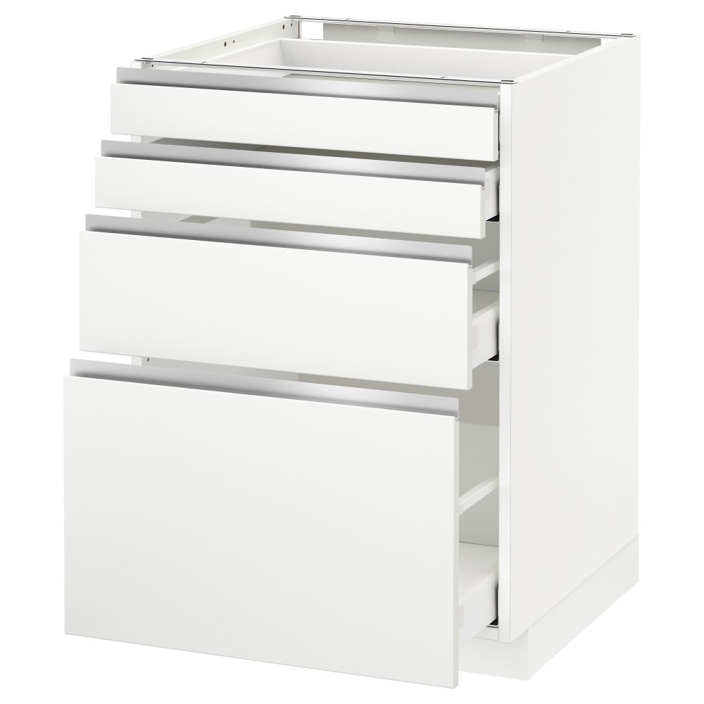 Напольный шкаф 4 фронтальных панели, 4 ящика МЕТОД / МАКСИМЕРА, белый, Нодста белый - схема-чертеж с размерами