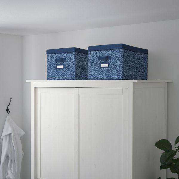 Коробка с крышкой, синий, белый 35x50x30 см IKEA СТОРСТАББЕ 303.954.01 - фото 5