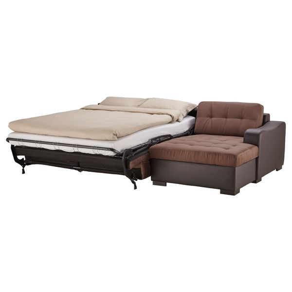 Угловой диван-кровать c модулем для храннения, правосторонний ЛИАРУМ / ЛАСЕЛЕ, Оннарп коричневый, Бумстад темно-коричневый - фото 2