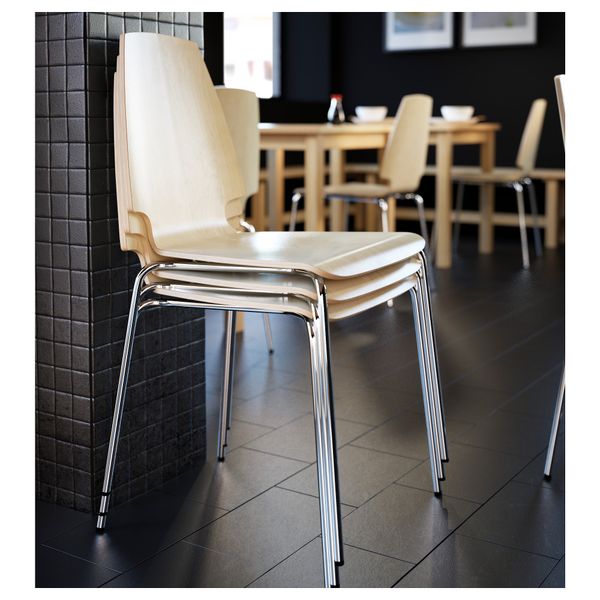 Стул ВИЛЬМАР, березовый шпон, хромированный - схема-чертеж с размерами