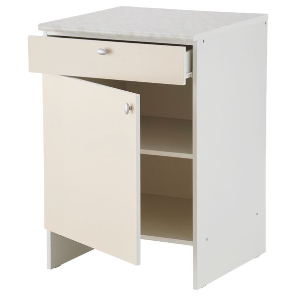 Напольный шкаф с дверью и ящиком ОВЕРБУ, бежевый (60x89 см) - схема-чертеж с размерами