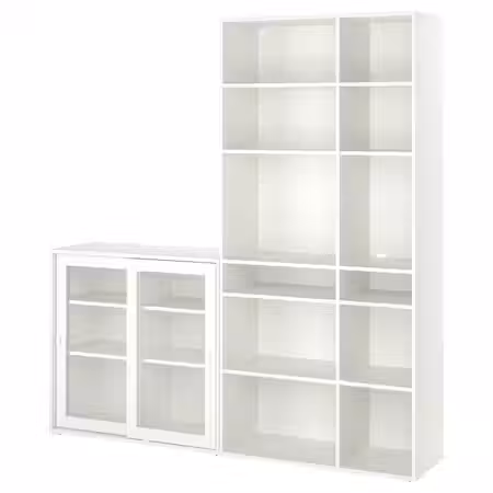 VIHALS Комбинация д/хранения+стекл дверц - белый/прозрачное стекло 190x37x200 см