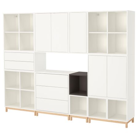 Комбинация шкафов с ножками ЭКЕТ, белый, темно-серый (245x35x185 см)
