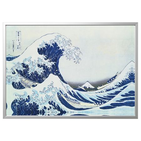 Картина с рамой, Японская волна, цвет алюминия 140x100 см IKEA БЬЁРКСТА 692.978.24