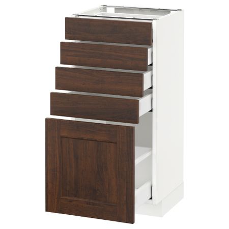 Напольный шкаф с 5 ящиками МЕТОД / МАКСИМЕРА, белый, Эдсерум коричневый