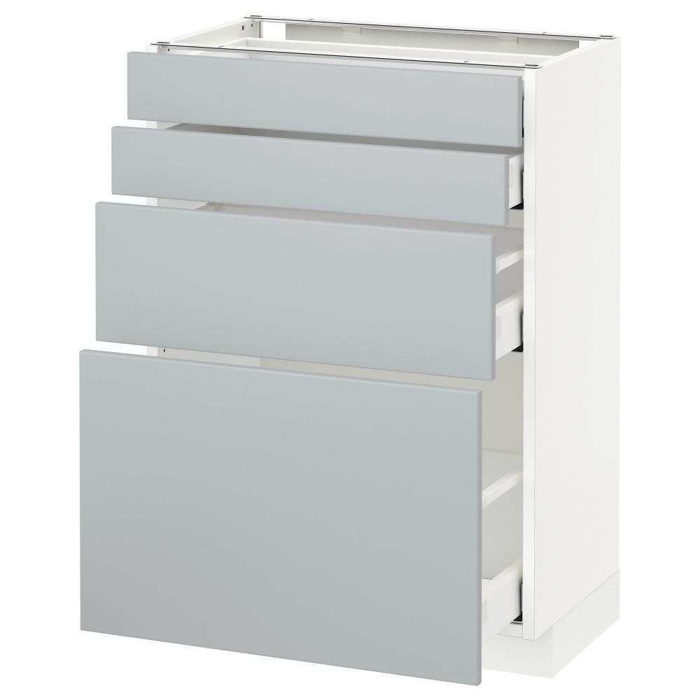 Напольный шкаф 4 фронтальных панели, 4 ящика МЕТОД / МАКСИМЕРА, белый, Веддинге серый - схема-чертеж с размерами