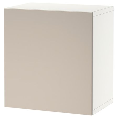 BESTÅ Комбинация настенных шкафов - белый/Lappviken светло-серый/бежевый 60x42x64 см