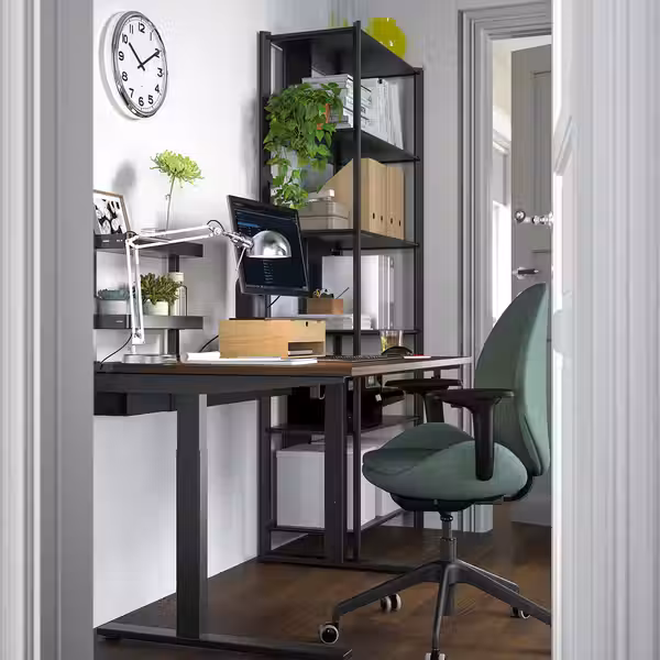 MITTZON МИТТЗОН Письменный стол - шпон грецкого ореха/чёрный 140x80 см - фото 3