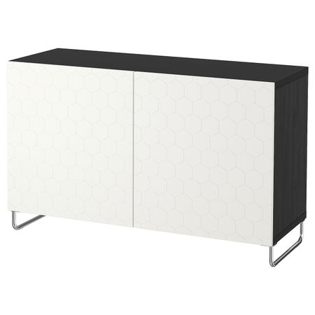 Комбинация для хранения с дверцами, черно-коричневый/вассвикен/суларп белый 120x40x74 см IKEA БЕСТО 192.669.43