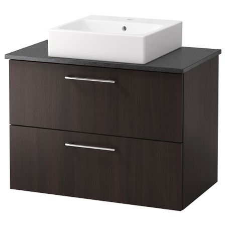 Шк п-раковину/столешн45x45/раковина ГОДМОРГОН/АЛДЕРН / ТОРНВИКЕН, черно-коричневый, черный (82x49x72 см)