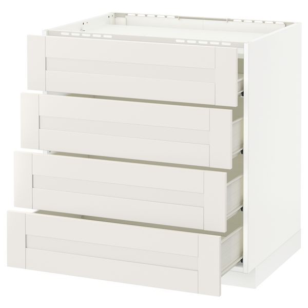 Напольный шкаф, 4 фронтальных панели, 4 ящика МЕТОД / ФОРВАРА, белый, Сэведаль белый - схема-чертеж с размерами