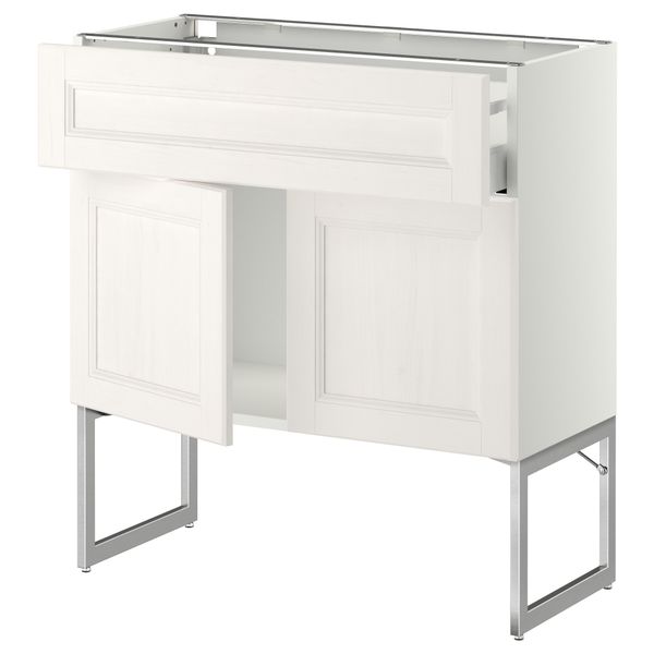 Напольный шкаф, полки, ящик, 2 двери МЕТОД / МАКСИМЕРА, белый, Лаксарби белый - схема-чертеж с размерами