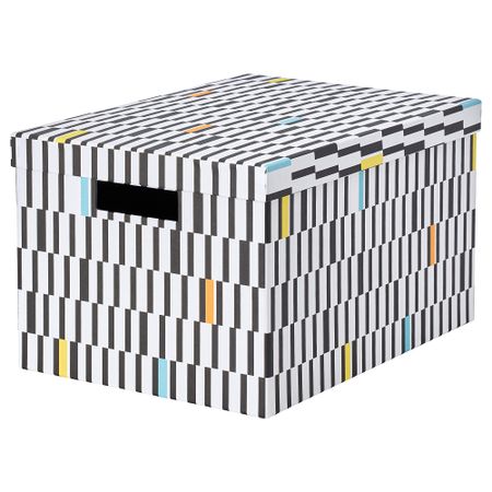 Коробка с крышкой ТЬЕНА, черный/белый (25x35x20 см)