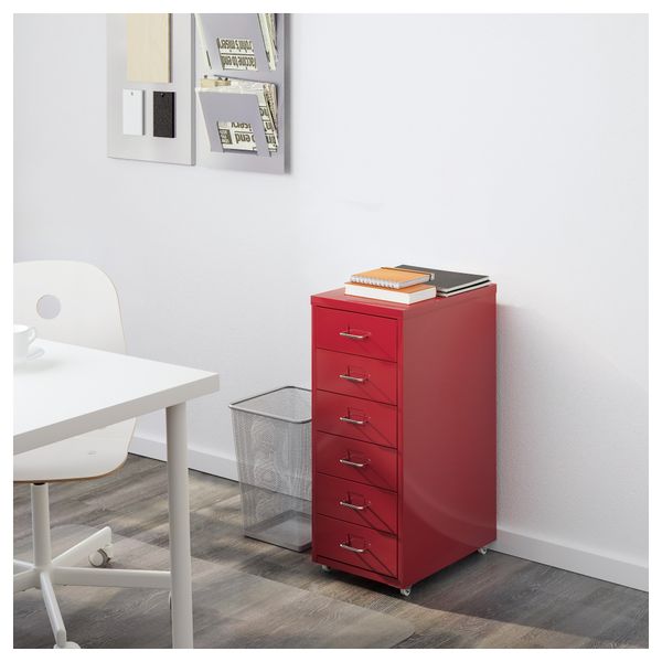 Тумба с ящиками на колесах ХЕЛЬМЕР, красный (28x69 см) - фото 2