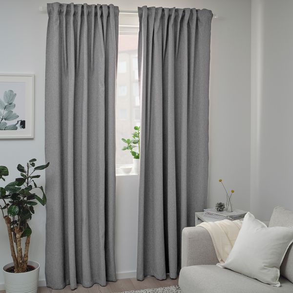 Затемняющие гардины, 2 шт., светло-серый 145x300 см IKEA BLÅHUVA БЛОХУВА 404.654.55 - фото 5