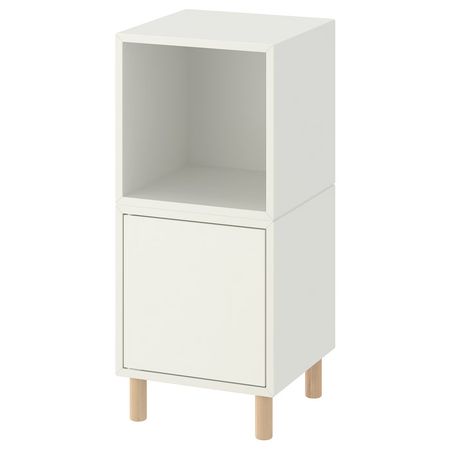 EKET Комбинация шкафов с ножками - белый/дерево 35x35x80 см