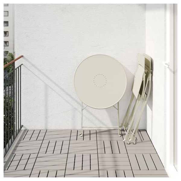 Стол + 2 складных стула для сада САЛЬТХОЛЬМЕН, бежевый, Иттерон синий - схема-чертеж с размерами