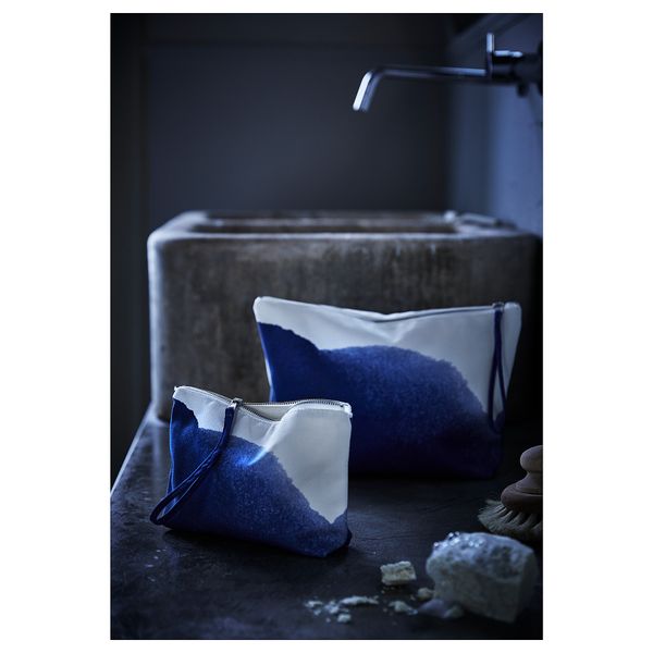 Сумка для аксессуаров, 2 шт. ТЭНКВЭРД, синий/белый - схема-чертеж с размерами