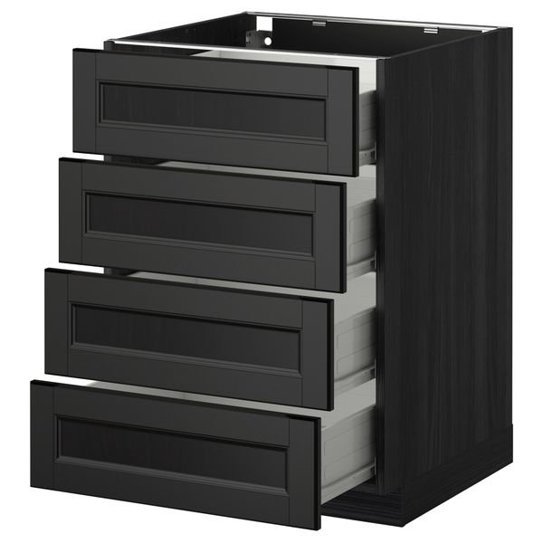 Напольный шкаф 4 фронтальных панели, 4 ящика МЕТОД / ФОРВАРА, черный, Лаксарби черно-коричневый - схема-чертеж с размерами