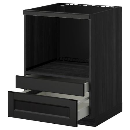 Напольный шкаф для комбинирования СВЧ, ящики МЕТОД / МАКСИМЕРА, черный, Лаксарби черно-коричневый (60x60 см)