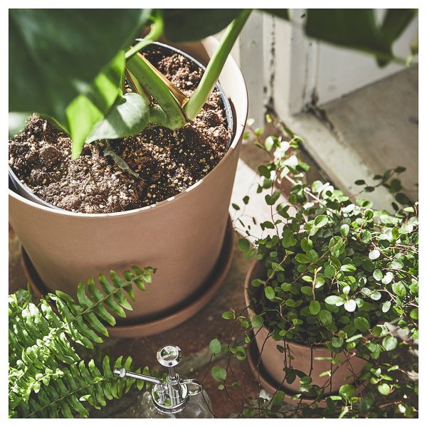 Горшок цветочный с поддоном, для дома, улицы коричневый, 24 см IKEA KLARBÄR 805.108.23 - фото 3