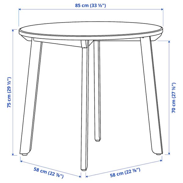 Стол и 2 стула, светлая морилка антик/коричнево-чёрный 85 см IKEA GAMLARED ГАМЛАРЕД / INGOLF ИНГОЛЬФ 194.830.60 - фото 7