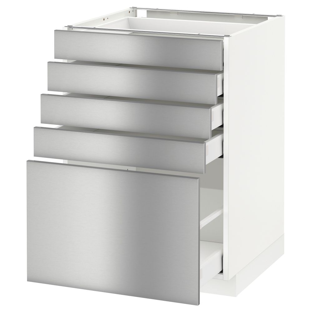 Напольный шкаф с 5 ящиками МЕТОД / МАКСИМЕРА, белый, Гревста нержавеющ сталь - схема-чертеж с размерами