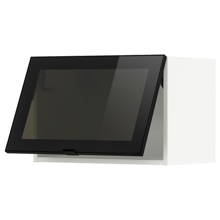 Навесной горизонтальный шкаф/дверца, белый/Ютис дымчатое стекло 60x40 см IKEA METOD МЕТОД 293.939.12