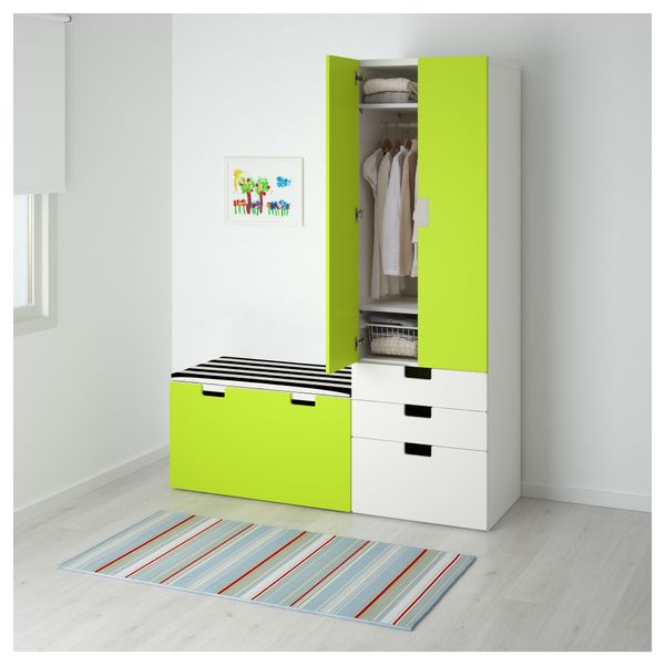 Комбинация для хранения со скамьей СТУВА, белый, зеленый (150x50x192 см) - фото 2