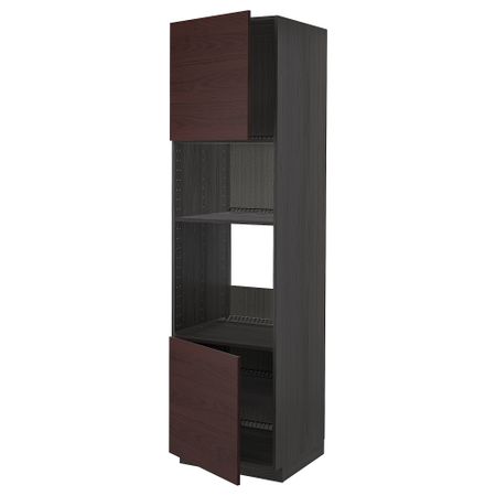 Высокий шкаф для духовки, СВЧ, 2 дверцы, полки, 60x60x220 cm IKEA METOD МЕТОД 094.575.75