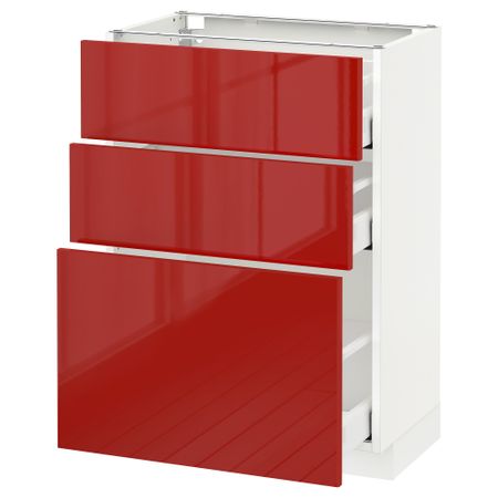 Напольный шкаф с 3 ящиками МЕТОД / МАКСИМЕРА, белый, Рингульт красный