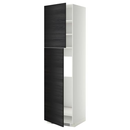 Высокий шкаф для холодильника/2дверцы, белый, Тингсрид черный 60x60x220 см IKEA МЕТОД 192.330.66